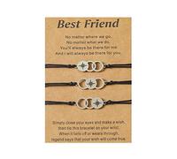 YTtkku Cuerda negra para tarjeta trenzada creativa de acero inoxidable con diseño de sol y estrella, 3 piezas/9 piezas de joyería de amistad a juego, talla única, como se describe