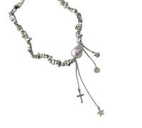 YTtkku Decoración de estrellas elaborada cadena de piedra modificable con lentejuelas inconsistentes plan sentimiento joyería de moda pasión fecha traje joyería de piedra modificable, C, como se