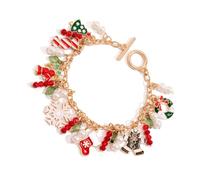 YTtkku Delicadas pulseras temáticas navideñas con cuentas elásticas y elegantes motivos navideños para mujer, accesorios de fiesta para mujer, talla única, como se describe