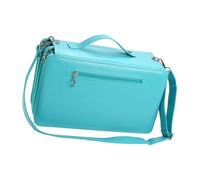YTtkku Estuche de marcadores multicapa de gran capacidad con 120 ranuras con correa para el hombro, marcadores artísticos de cuero, bolsa de transporte, organizador de gran capacidad, azul (lake blue)