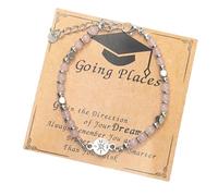YTtkku Joyería de graduación ajustable para mujeres graduadas, recuerdos de graduación universitaria con embalaje de regalos, joyas de cuentas de piedras preciosas, talla única, como se describe