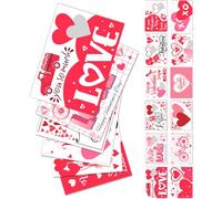 YTtkku Juego de 6 tarjetas para fiesta de San Valentín, incluye 8 calcomanías de amor, prácticas manualidades de papel para parejas, juegos, actividades nocturnas, fiestas de San Valentín, tarjetas