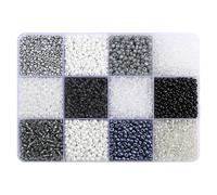 YTtkku Juego de cuentas de 12 rejillas para hacer joyas, cuentas espaciadoras, cuentas acrílicas, textura, pieza de joyería para suministros de manualidades, talla única, como se describe