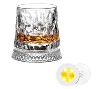 YTtkku Taza giratoria transparente con base de cristal para relajación, 280 ml, elegante vaso de whisky de cristal para degustación