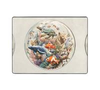 YTUOPWE Alfombra antideslizante de 63 x 48 pulgadas, imagen del mundo de animales de burbujas, buena absorción de agua, adecuada para cocina, baño y sala de estar