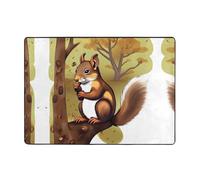 YTUOPWE Alfombra con imagen de ardilla comiendo nueces, 80 x 58 pulgadas, alfombra para sala de estar, oficina, mesa de café, cama, balcón, suave, esponjosa, absorbente de agua, duradera