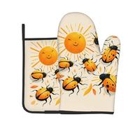 YTUOPWE Bugs in the Sun Picture Kitchen - Juego de dos piezas de guantes resistentes al calor de alta gama y almohadillas aislantes para cocinar