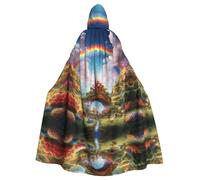 YTUOPWE Capa con capucha para adultos de Halloween Little World Under the Rainbow Picture cómoda y suave con ala grande adecuada para fiestas de baile y reuniones