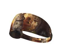 YTUOPWE Diadema elástica con imagen de conejo gris en hongos para hombres y mujeres, suave, de secado rápido
