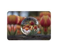 YTUOPWE Felpudo de 16 x 24 pulgadas, diseño de bola de cristal de tulipán, absorbe el agua, antideslizante, para puertas delanteras, entradas y baños