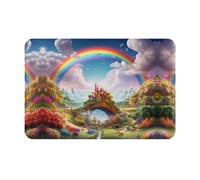 YTUOPWE Felpudo de 40,6 x 61 cm, diseño de Little World Under the Rainbow, absorbente de agua, antideslizante, para puertas delanteras, entradas y baños
