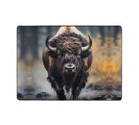 YTUOPWE North American Bison - Alfombra con imagen de bisonte de 80 x 58 pulgadas, alfombra de área para sala de estar, oficina, mesa de café, cama, balcón, suave, esponjosa, absorbente de agua