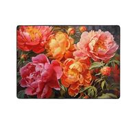 YTUOPWE Peonies in full bloom - Alfombra con imagen de 80 x 58 pulgadas para sala de estar, oficina, mesa de café, cama, balcón, suave, esponjosa, absorbente de agua, duradera