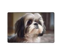 YTUOPWE Shih Tzu - Alfombra de tela de franela con imagen de perro, 60 x 39 pulgadas, tapete para sala de estar, oficina, mesa de café, cama, balcón