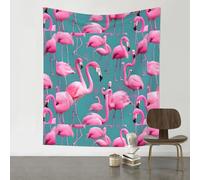YTUOPWE Tapiz decorativo de 152 x 129,5 cm, imagen de una bandada de flamencos, suave, duradero, agradable al tacto, ligero, para colgar en la pared para uso en interiores y exteriores
