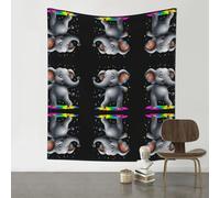 YTUOPWE Tapiz decorativo de 60 x 51 pulgadas, diseño de elefante bailando en la lluvia del arco iris, suave, duradero, agradable al tacto, ligero, para colgar en la pared para uso en interiores y