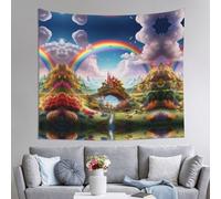 YTUOPWE Tapiz Little World Under the Rainbow Picture 152.4 x 129.5 cm, suave, ligero para uso en interiores y exteriores. Para dormitorio, decoración de dormitorio, manta de playa, paños de picnic