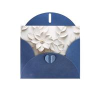 YTUOPWE Tarjeta de felicitación azul con diseño de cheques en blanco y perla, hermoso bloque de notas en blanco, grabado en blanco puro