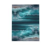 YTUOPWE Tarjeta de felicitación azul con diseño de cuadros en blanco y perlas, hermoso bloque de notas en blanco The Surging Tide