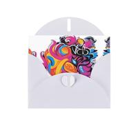 YTUOPWE Tarjeta de felicitación blanca con diseño de cuadros en blanco y perlas, hermoso bloque de notas en blanco, imagen de alma de graffiti