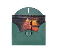 YTUOPWE Tarjeta de felicitación de día festivo verde oscuro y perla, hermoso bloque de notas en blanco, reflejo de charcos después de la lluvia