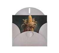 YTUOPWE Tarjeta de felicitación gris con diseño de cuadros en blanco y perlas, hermoso bloque de notas en blanco para Acción de Gracias, orejas de maíz