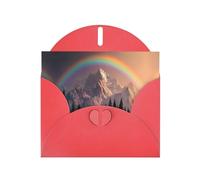 YTUOPWE Tarjeta de felicitación roja en blanco y perla, hermoso bloque de notas en blanco, arco iris detrás de las montañas