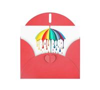 YTUOPWE Tarjeta de felicitación roja en blanco y perla, hermoso bloque de notas en blanco que se derrite paraguas de colores