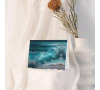 YTUOPWE Tarjeta de felicitación roja en blanco y perla, hermoso bloque de notas en blanco The Surging Tide Picture