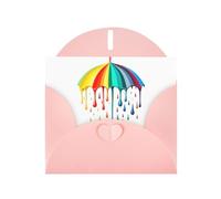 YTUOPWE Tarjeta de felicitación rosa con diseño de cuadros en blanco y perlas, hermoso bloque de notas en blanco que se derrite paraguas de colores