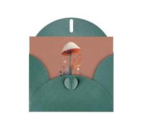 YTUOPWE Tarjeta de felicitación verde oscuro con diseño de cheques en blanco y perla, hermoso bloque de notas en blanco, paraguas y seta