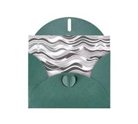 YTUOPWE Tarjeta de felicitación verde oscuro con diseño de cheques en blanco y perla, hermoso bloque de notas en blanco con ondas dinámicas