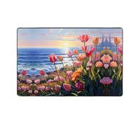 YTUOPWE Tulips by the sea - Alfombra de tela de franela de 152 x 99 cm para sala de estar, oficina, mesa de café, cama, balcón