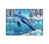 YTUOPWE Winter the Dolphin - Alfombra de área para sala de estar, oficina, mesa de café, cama, balcón, suave, esponjosa, absorbente de agua, duradera