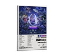 YTWRGWERR Póster estético de álbum de Chris Brown con diseño de índigo de Chris Brown, pintura decorativa, lienzo vintage para sala de estar, dormitorio, 60 x 90 cm, estilo marco