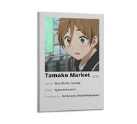 YTWRGWERR Tamako Market - Póster estético para pared, pintura decorativa, lienzo vintage para sala de estar, dormitorio, 60 x 90 cm, estilo marco