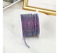 YTYHFEM SS6-SS12 Cadena de Diamantes de imitación de Colores de 10 Yardas, Cadena de Copa de Cristal, Bandas de Diamantes de imitación para Bricolaje, luz púrpura-SS6-2mm-1yard
