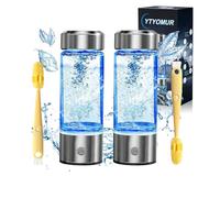 YTYOMUR Botella de Agua de Hidrógeno, 450 ml Generador de Agua de Hidrógeno, Portátil y Recargable, Máquina de Agua de Vidrio y Hidrógeno, Electrólisis Rápida de 3, para Trabajar, Viajar (2 Piezas)