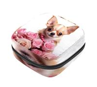 YTYVAGT Bolsa de almacenamiento de servilletas sanitarias, bolsa de período, bolsa de almohadillas, perro chihuahua y rosa, bolsa de período