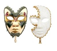 YU FENG 2 Pack Couple's Venetian Cosplay Masks Venetian Musical Carnival Mardi Gras Masquerade Mask On a Stick Party Fancy Dress