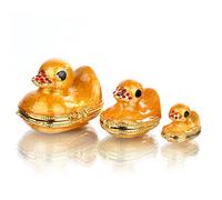 YU FENG Caja de abalorios de animales para niñas, caja biselada decorada para mujeres (3 patos amarillos)