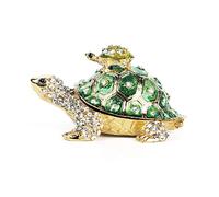 YU FENG - Cajas de joyería con bisagras de tortuga marina con cristales brillantes y estatuas coleccionables de tortuga