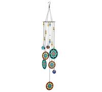 YU FENG Campanas de viento de mandala al aire libre con melodía tono profundo, cuentas de cristal de chakra decoradas para colgar metal conmemorativo campana de viento Fengshui adorno
