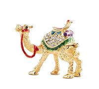 YU FENG Figuras de Camello de Cristal, Adorno Decorativo, estatuas de Camello esmaltado Dorado, Caja de joyería con bisagras