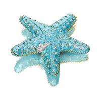 YU FENG Joyero coleccionable con diseño de estrella de mar con joyas, con bisagras, esmaltado, con estrellas de mar, color azul océano