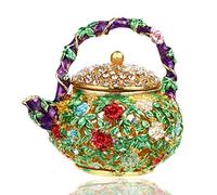 YU FENG Mini tetera con bisagras para niñas, soporte para anillos hecho a mano, plato decorado (tetera)