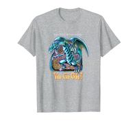 Yu-Gi-Oh! Blue Eyes White Dragon - Gráfico para Juegos PAPL2500 Camiseta, Hombre, Gris Jaspeado, S