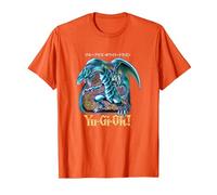 Yu-Gi-Oh! Blue Eyes White Dragon - Gráfico para Juegos PAPL2500 Camiseta, Hombre, Naranja, S