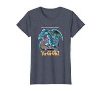 Yu-Gi-Oh! Blue Eyes White Dragon - Gráfico para Juegos PAPL2500 Camiseta, Mujer, Azul Jaspeado, S