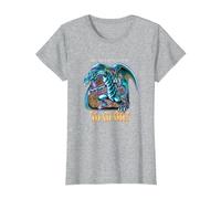 Yu-Gi-Oh! Blue Eyes White Dragon - Gráfico para Juegos PAPL2500 Camiseta, Mujer, Gris Jaspeado, S